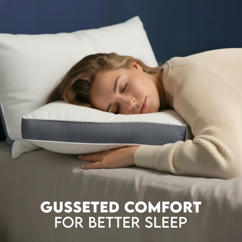 King Bed Pillows Set of 2 Down Alternative Soft Cooling Hotel Quality Grey4