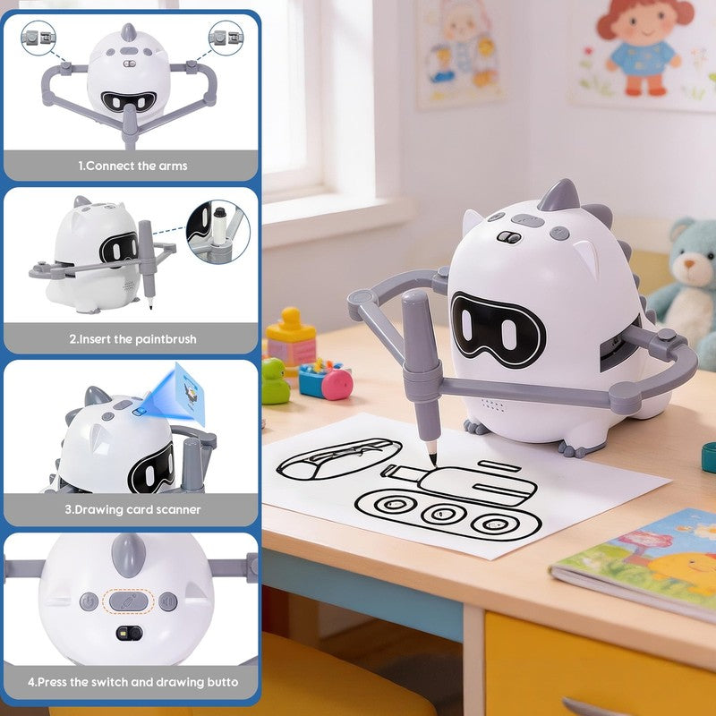 Learning Toddlers Toys, Drawing Robot for Kids with 100 Cards, Montessori Painti3