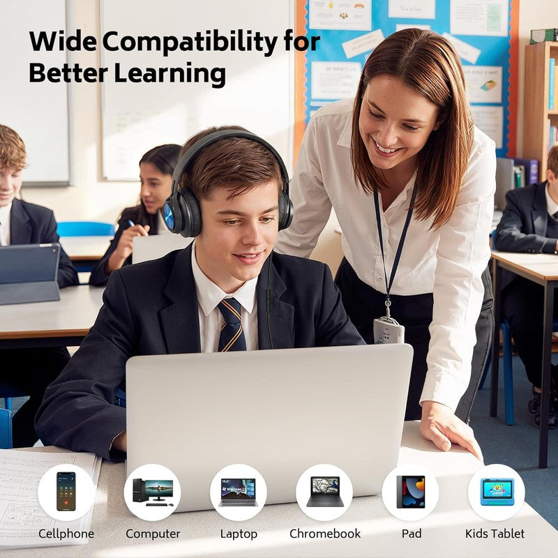 30 Pack Classroom Headphones Wired with Mic for Students K-12 Chromebook Tablet4