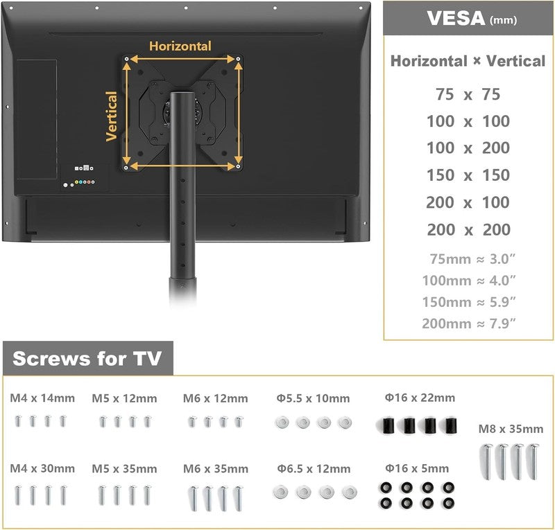 TV Floor Stand for 13–50" LCD LED Flat/Curved TVs, Height Adjustable Mount7