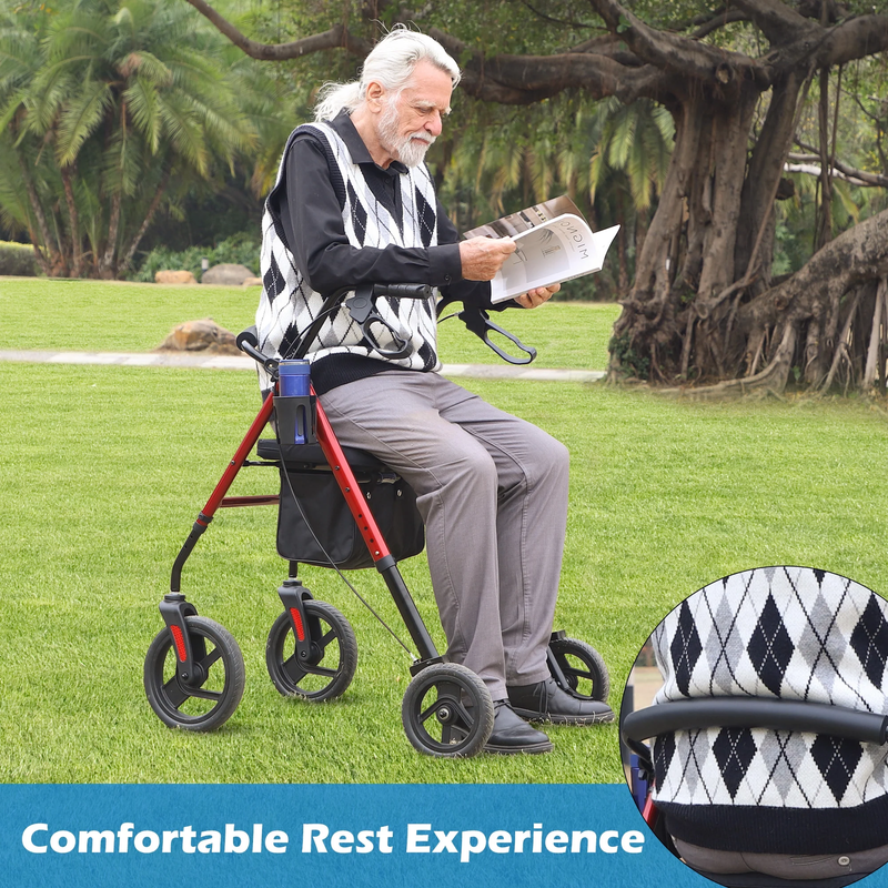Rollator Walker with Seat,Foldable Walkers for Seniors,Mobility Walkers with 10'5