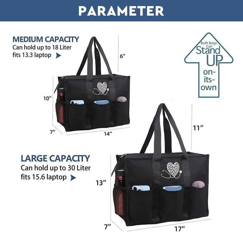 Nurse Bags for Work Nursing Bag Multiple Pockets Waterproof Organizing Zip Top C2