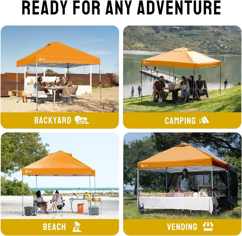 Pop Up Canopy 10x10 Outdoor Tent One Push Sun Shade Party Camping Orange3