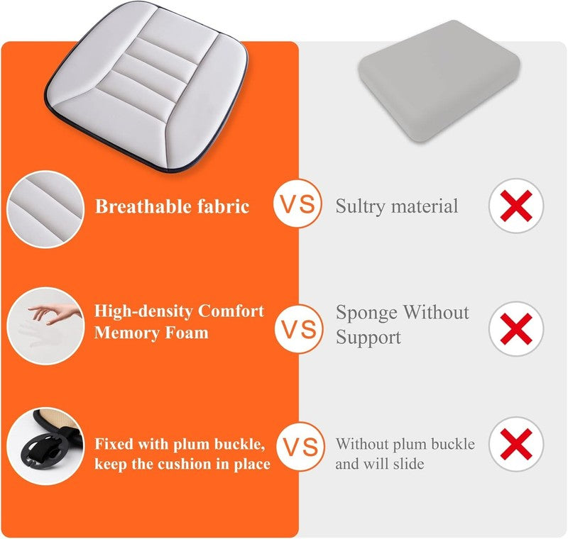 Car Seat Cushion 1.2" Memory Foam for Car & Office Chair – Gray6