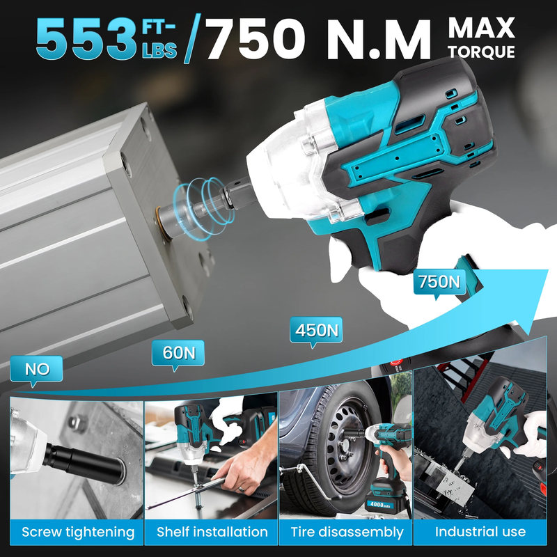 1/2in Cordless Impact Wrench 553ft lb Brushless w/ 2x 4.0Ah1