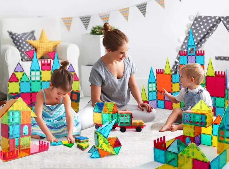 100Pcs Magnetic Tiles Building Blocks STEM Toy Educational Kit Ages 3+5