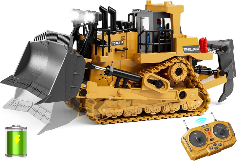 Metal RC Bulldozer Toy 9 Channel Remote Control Construction Vehicle Kids0