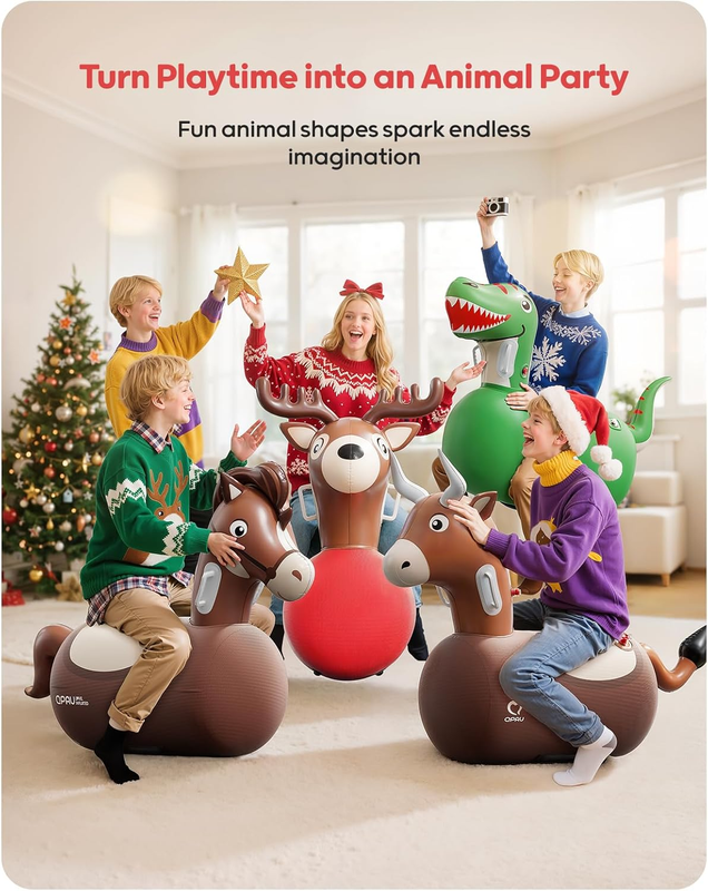 Inflatable Bouncy Dinosaur 2 Pack w/ Hand Pump Ride On Animal Toy 220lbs5