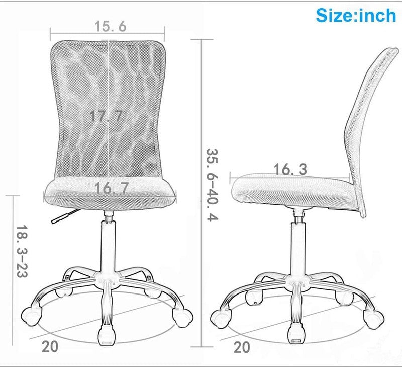 Ergonomic Mid Back Mesh Office Chair with Back Support - Grey Swivel Chair2