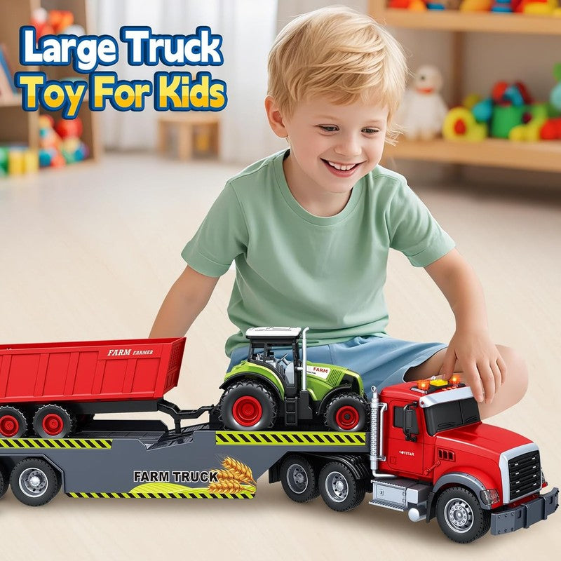 21“ Extra Large Truck Toy, 3 4 5 6 Boys Toys with Tractors and Dump Truck, 3 in5