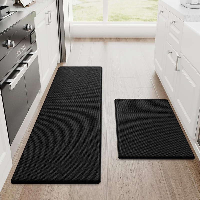Cushioned Anti Fatigue Kitchen Mats Set, Non Slip & Waterproof, 2PCS Black9