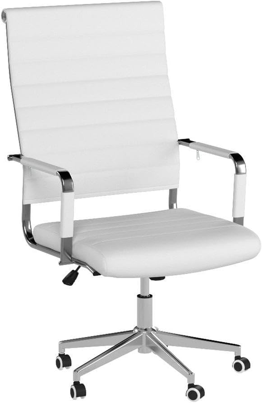 White Executive Office Chair Ergonomic Leather Swivel Adjustable4