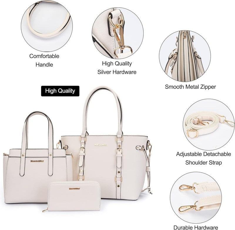 3PCS Purses for Women Tote Bag and Wallet Set Shoulder Satchel Handbags3