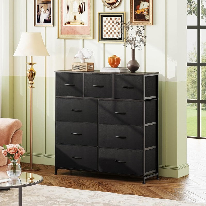 9 Drawer Dresser, Fabric Storage Tower for Bedroom, Hallway, Entryway, Closet, T4