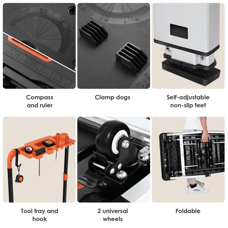 7-In-1 Multifunctional Folding Work Table, Portable Workbench for Garage, as Saw7