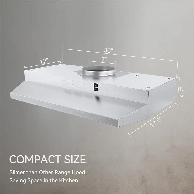 30" Under Cabinet Range Hood Silver 230CFM Duct Convertible Kitchen Vent5