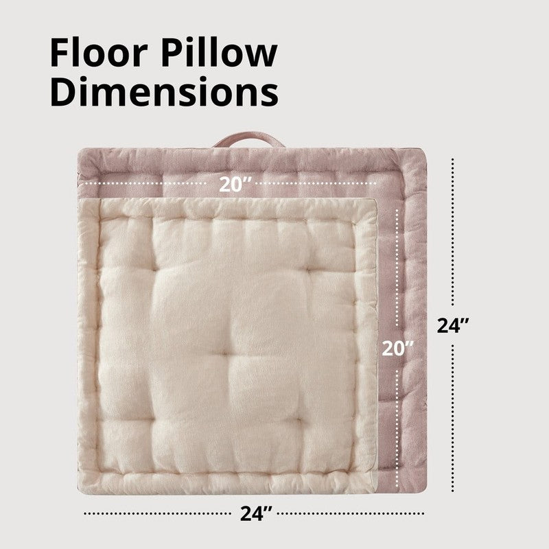 Intelligent Design Tufted Floor Pillow 24"x24" Chenille Meditation Cushion Blush2