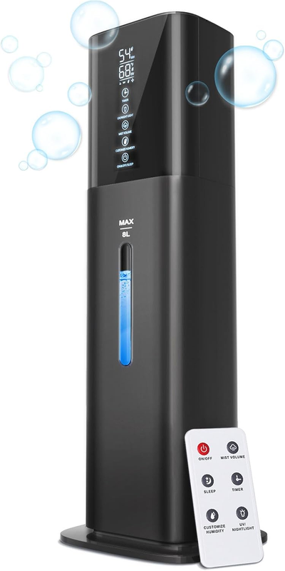 8L Cool Mist Humidifier Large Room Quiet Ultrasonic 3 Speed Timer Humidistat9