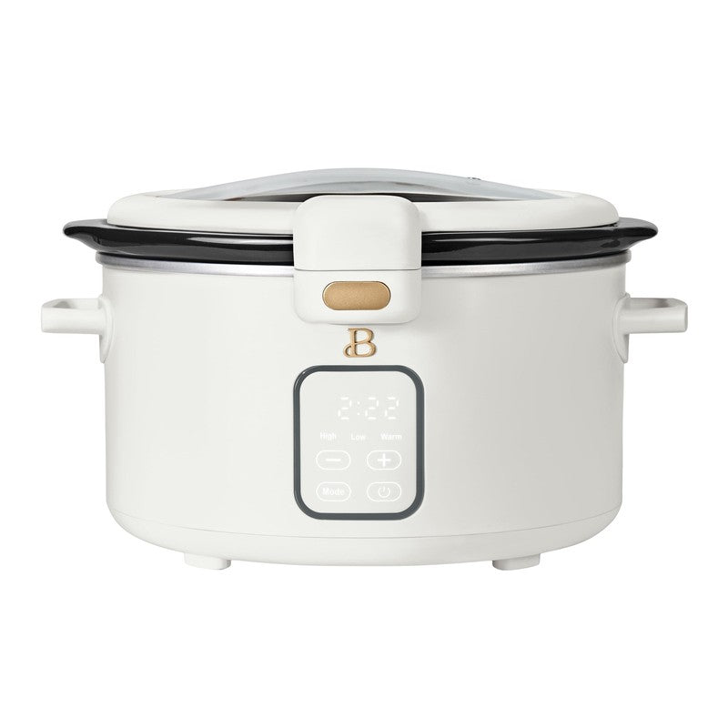 4 Qt Digital Slow Cooker with Hinged Locking Lid, White Icing by Drew Barrymore0