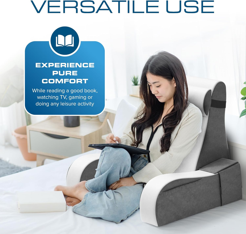 Bed Wedge Pillow for Sleep Apnea, Acid Reflux, and Back Pain Relief, with Chic J3
