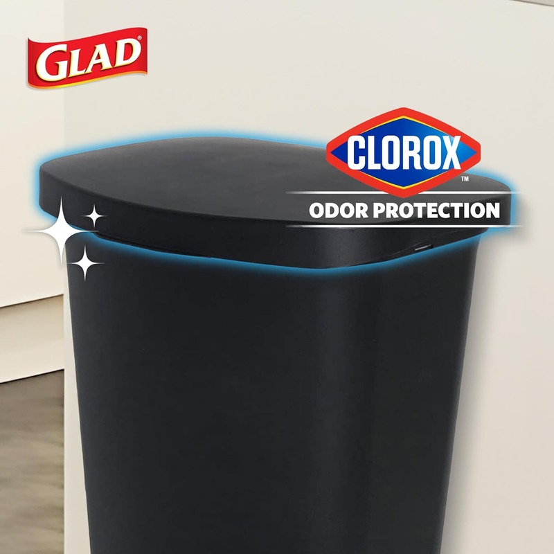 13 Gallon Trash Can Clorox Odor Protection Step Pedal Kitchen Bin Black2