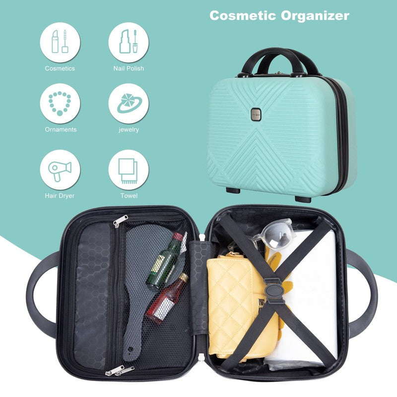2 Piece Luggage Set Hardside Spinner Wheels Carry On Suitcase Light Blue5