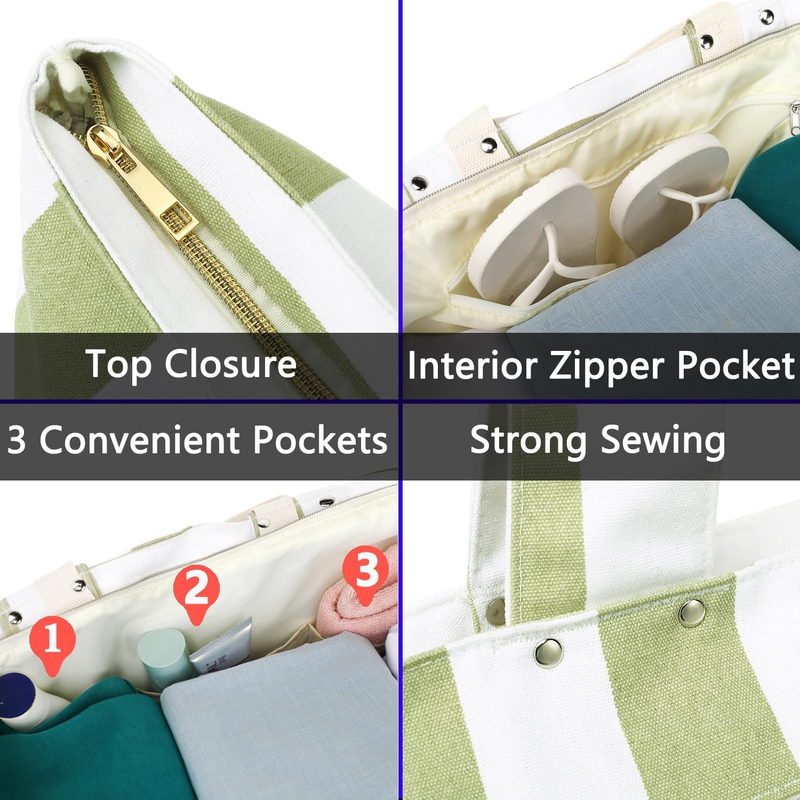 Women's Waterproof Beach Tote Large Canvas Pool Bag Cruise Essentials3