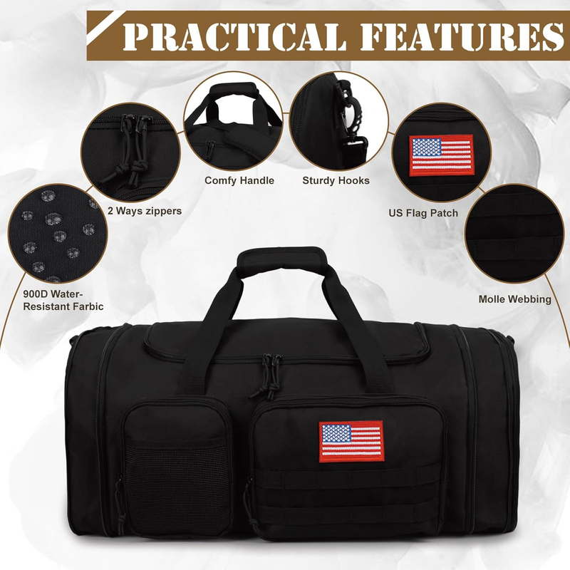 Tactical Duffle Bag for Travel Expandable 52L Large Duffle Bag for Men Gym Duffe4