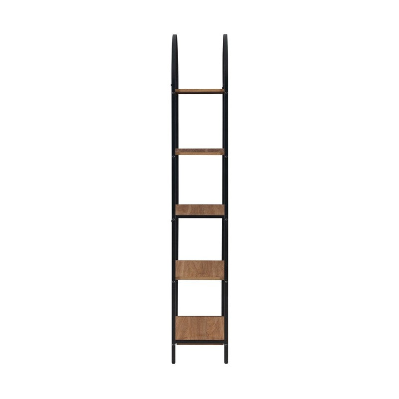 5-Shelf Metal and Wood Arch Open Bookcase9