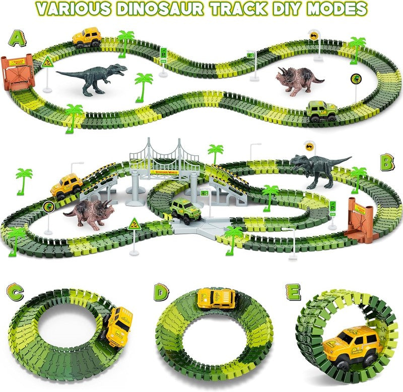 Dinosaur Tracks, 271 PCS Create a Dinosaur World Road Race for Kids Boys Toys Fl4