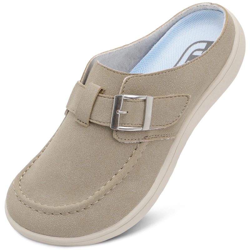Women's Wide Width Suede Clogs Mules Adjustable Buckle Shoes11