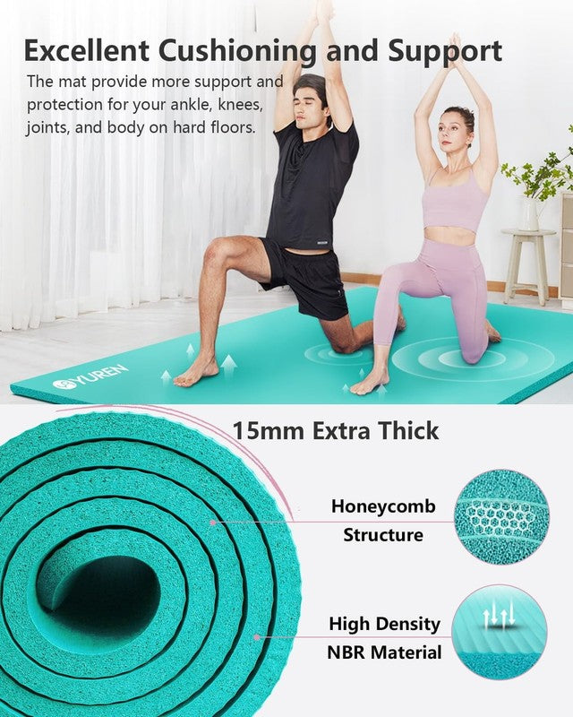 Extra Large Yoga Mat 78"X51" Thick 1/2" NBR Foam Exercise Workout Mats for Home2