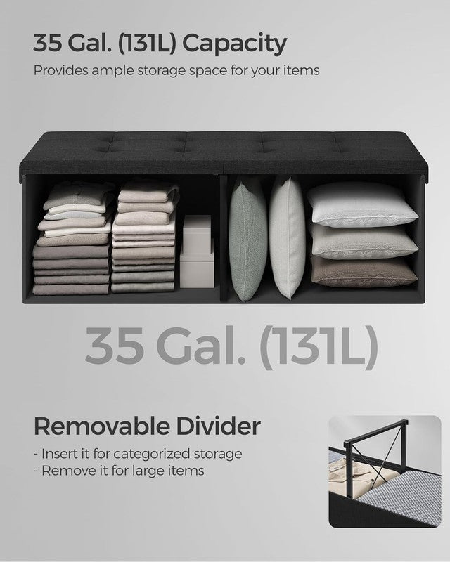 43'' Foldable Storage Ottoman Bench Flip Lid Entryway Living Room Ink Black4