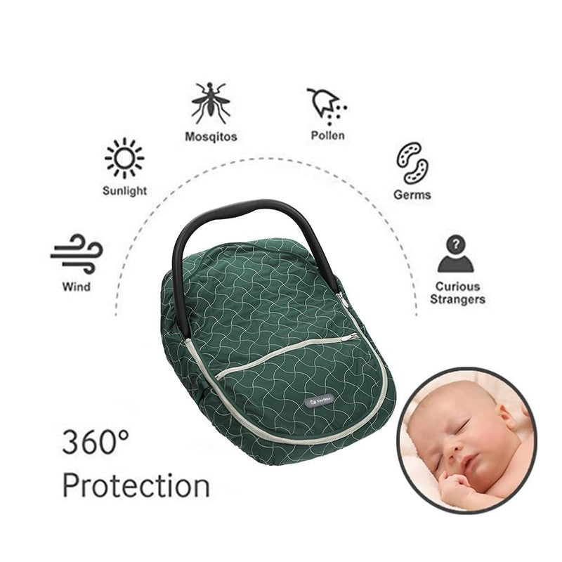 Winter Baby Car Seat Cover, Plush Fleece Canopy for Infants, Dark Green4