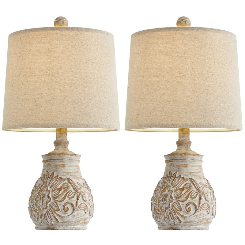 Set of 2 18.5" Retro Farmhouse Table Lamps Resin for Bedroom & Living Room11