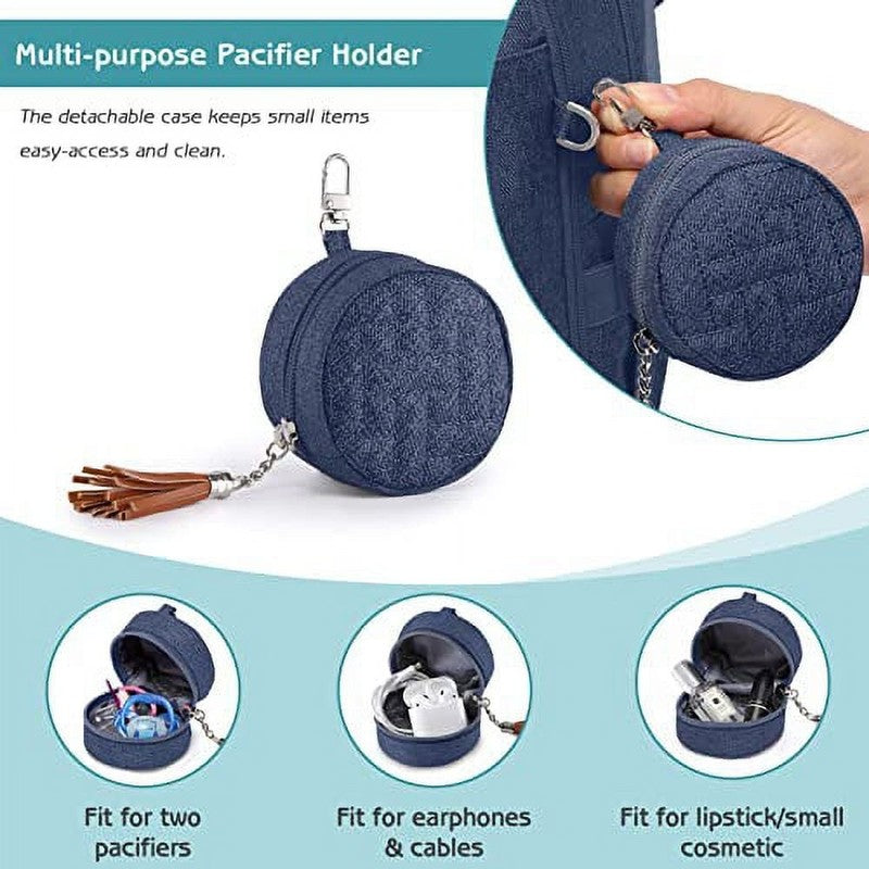 Baby Diaper Bag Backpack w/ Pacifier Holder Large Travel Bag – Blue4