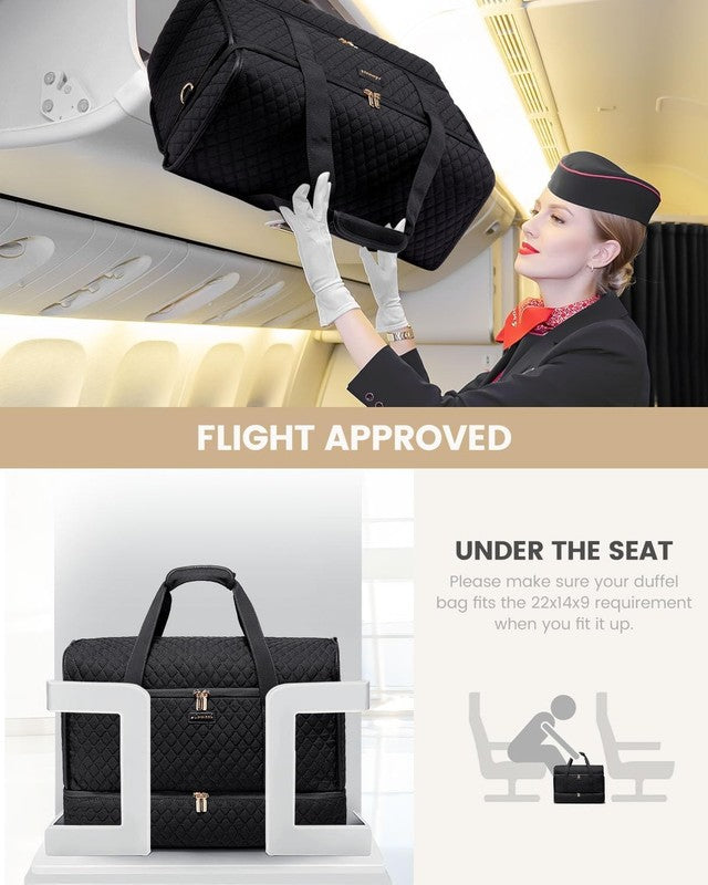 Large Women Weekender Duffle Bag Carry On Gym Travel w/ Shoe Compartment6