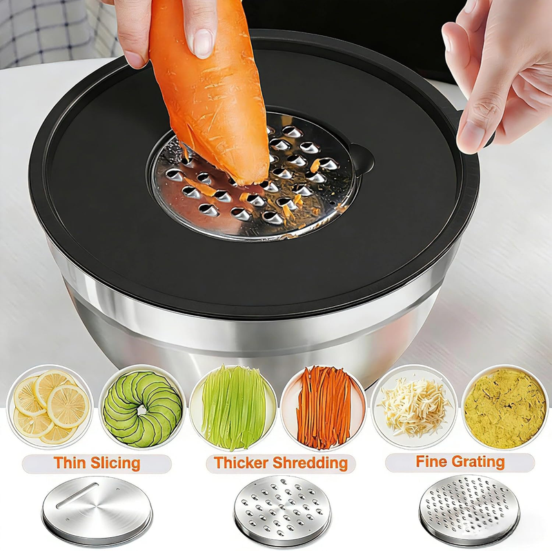26PC Stainless Steel Mixing Bowl Set w/ Lids Grater Non Slip Base1