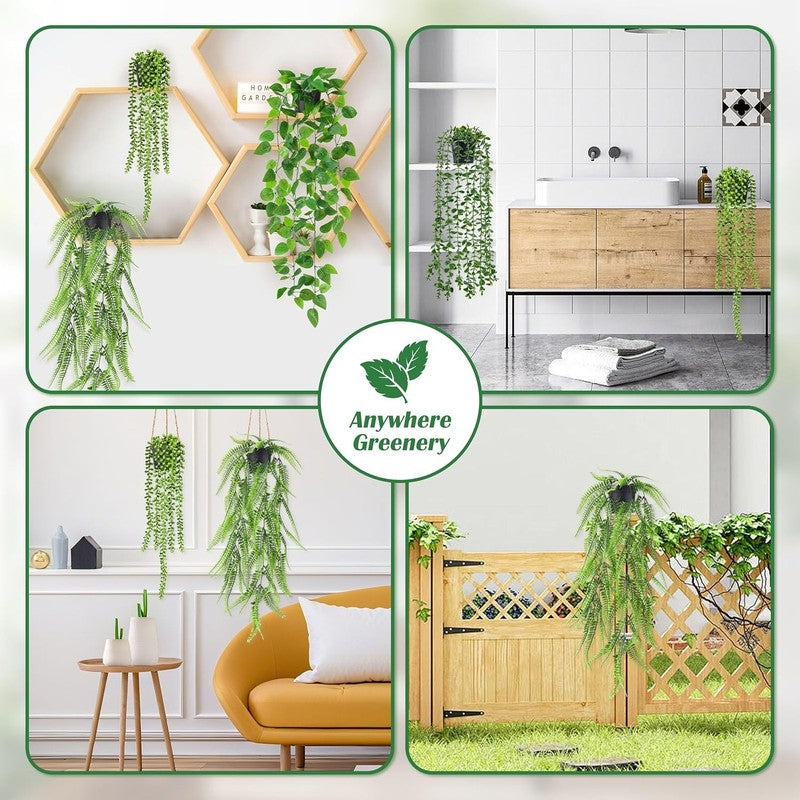 4Pcs Fake Plants Hanging Artificial Ivy Vine Faux Eucalyptus Hanging Plants, Bos3
