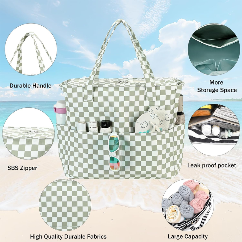 Large Beach Tote Bag Waterproof Women Swim Gym Grocery Travel Bag5