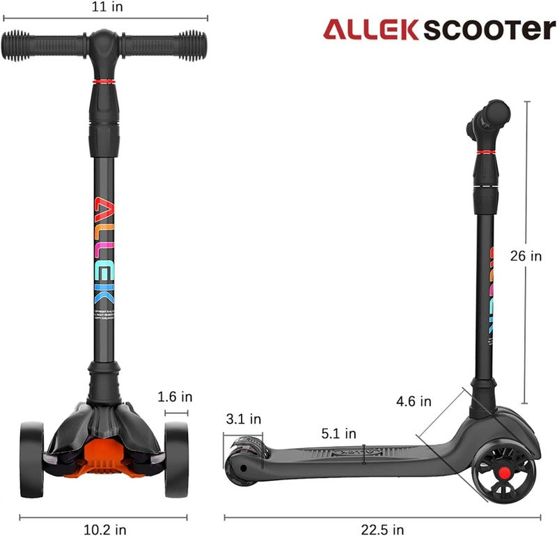 Kick Scooter B02 Lean 'N Glide Wide PU Light Up Wheels 4 Heights Black5