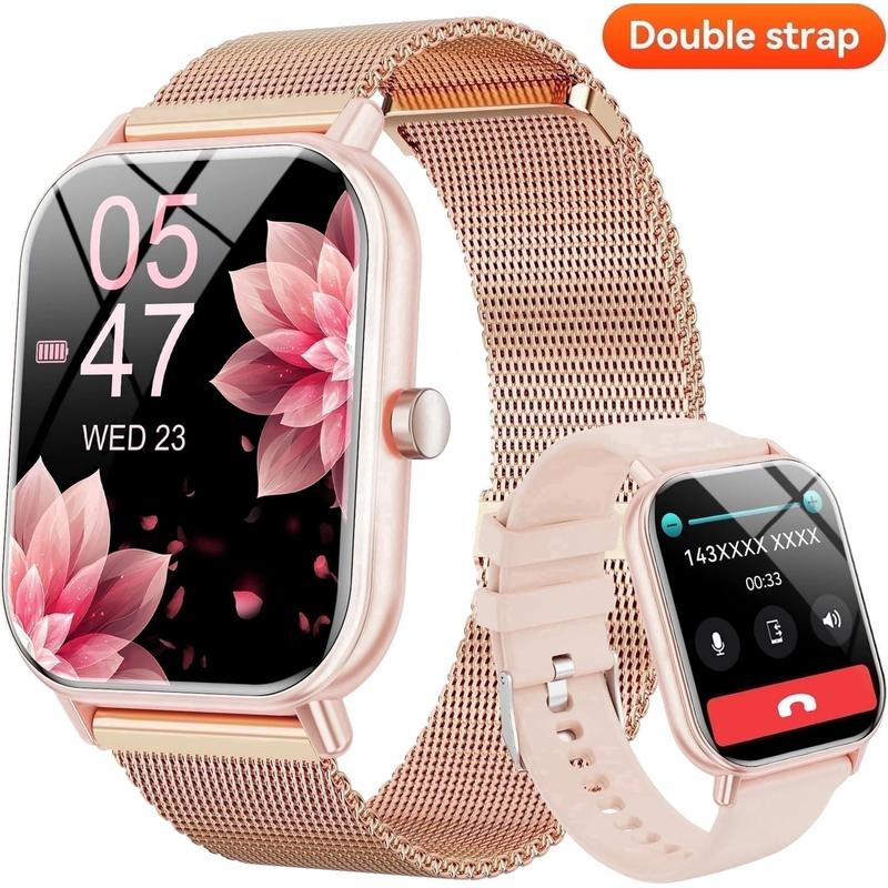 1.85" Smart Watch Android iPhone Call Fitness Tracker IP68 Milanese Band0