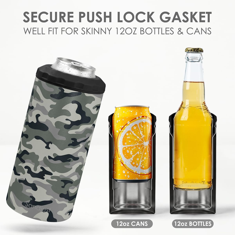 Camouflage 12oz Stainless Steel Can Cooler Insulated Tumbler Travel Mug Gift2