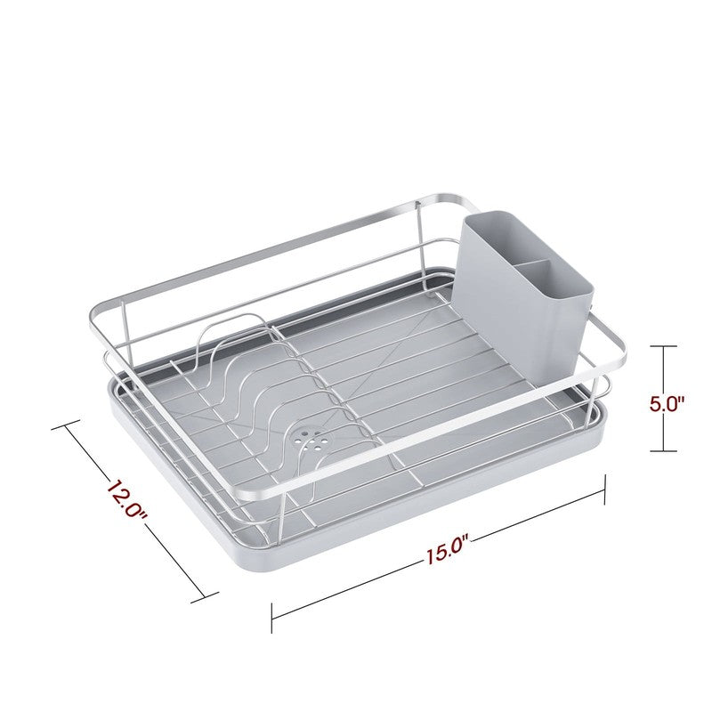 Large Compact Dish Drying Rack for Kitchen Counter Silver2