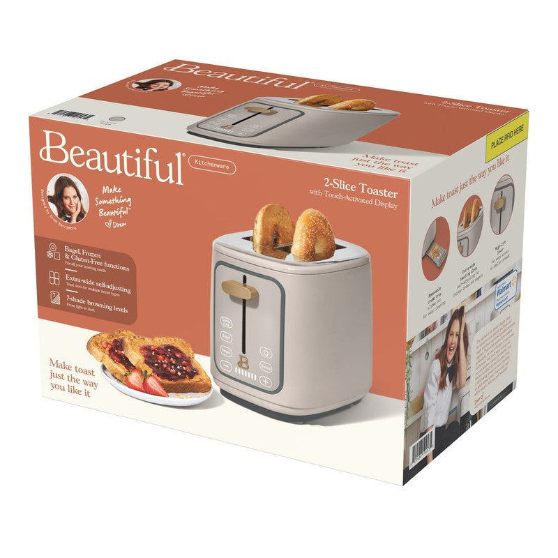 2 Slice Toaster with Touch Activated Display, Porcini Taupe by Drew Barrymore6
