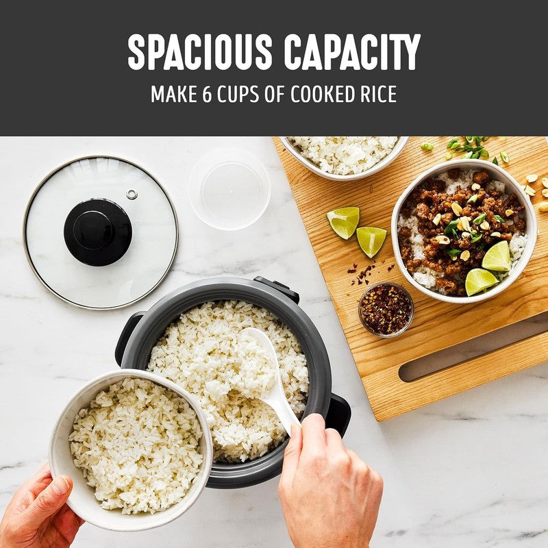 Rice Cooker 3-Cup PFAS-Free Ceramic Nonstick Pot Keep Warm Black4
