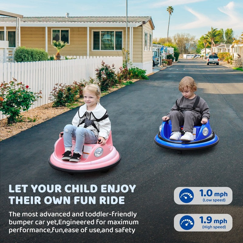 12V Blue Toddler Bumper Car Ride-On 360° Spin Remote Control with 5 LED Lights4