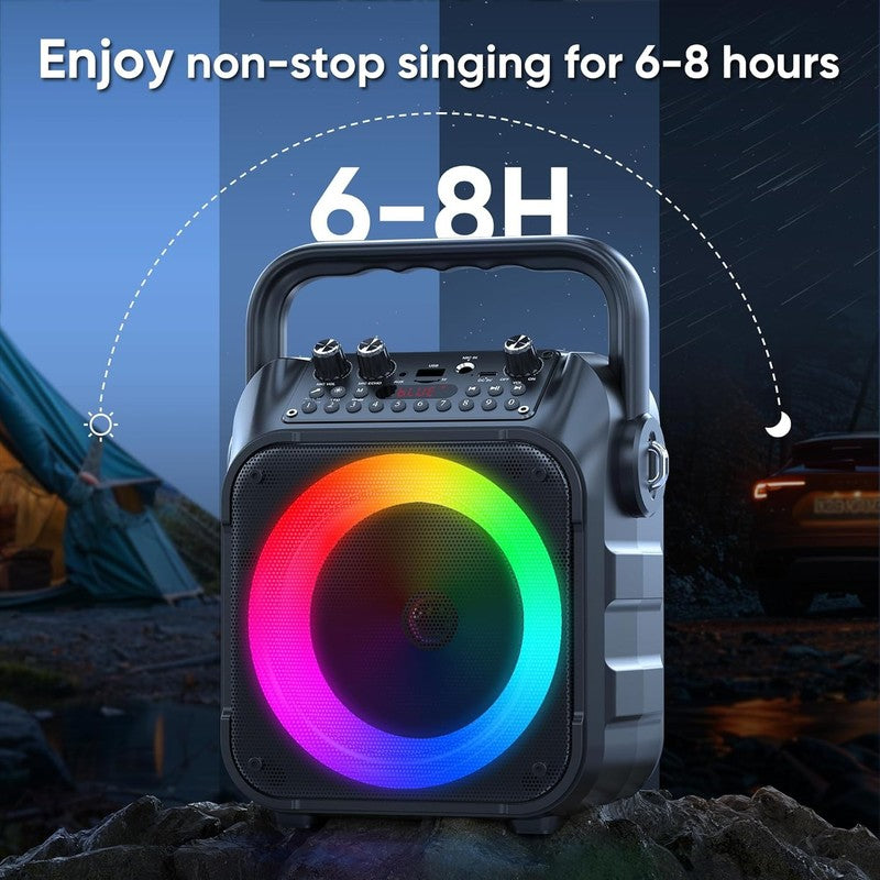 Karaoke Machine, Portable Bluetooth Speaker with 2 Wireless Microphones for Adul6