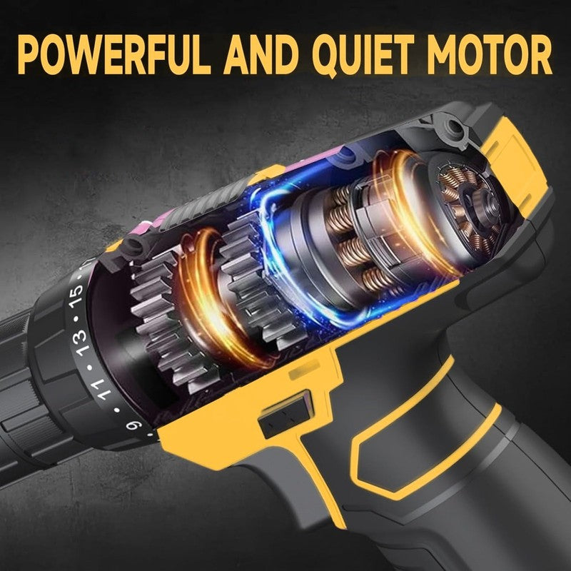 12V Cordless Power Drill Kit 21+1 Torque LED Battery Charger Compact Yellow5