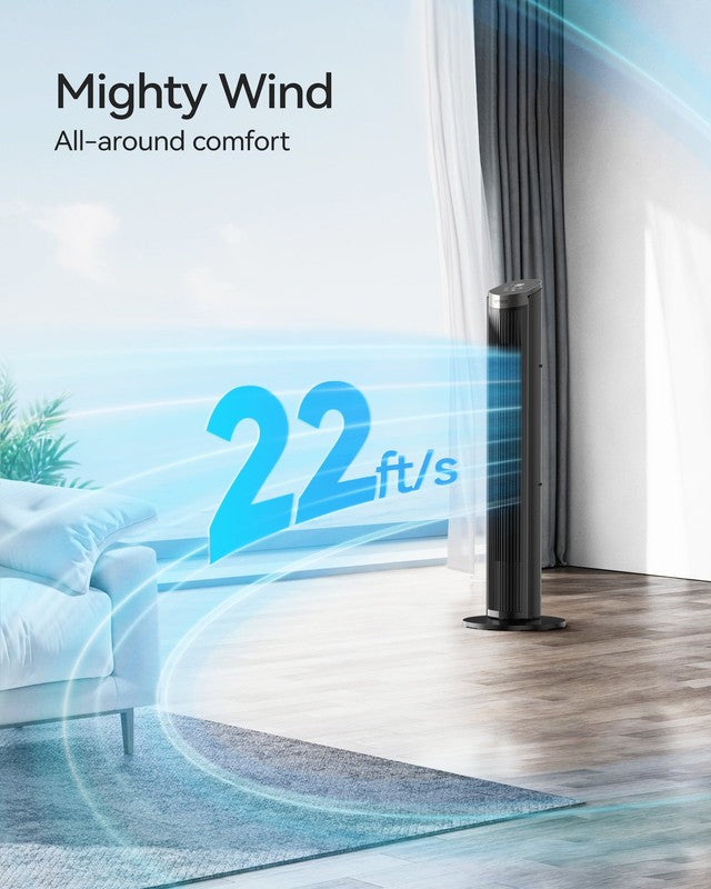 40 Inch Tower Fan for Home, 70° Oscillating Standing Floor Fan with Remote, 5 Sp6